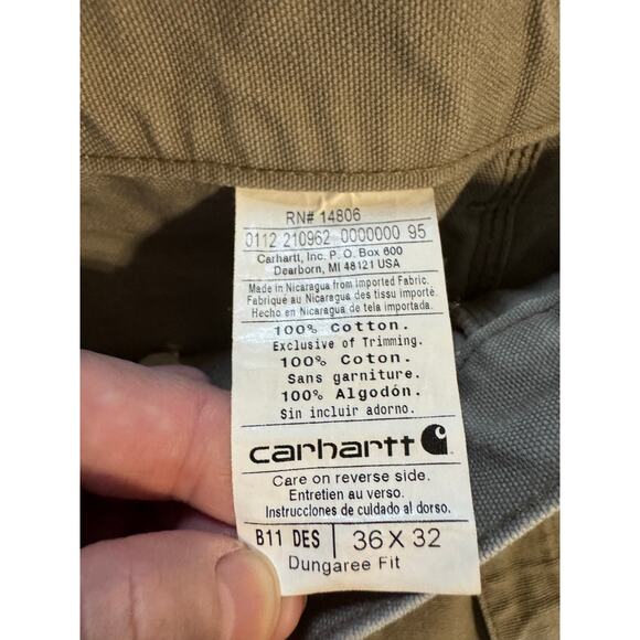 Carhartt‎ Mens Dungaree Fit Washed Twill Pants Jeans Size 36 x 32 - Picture 7 of 8